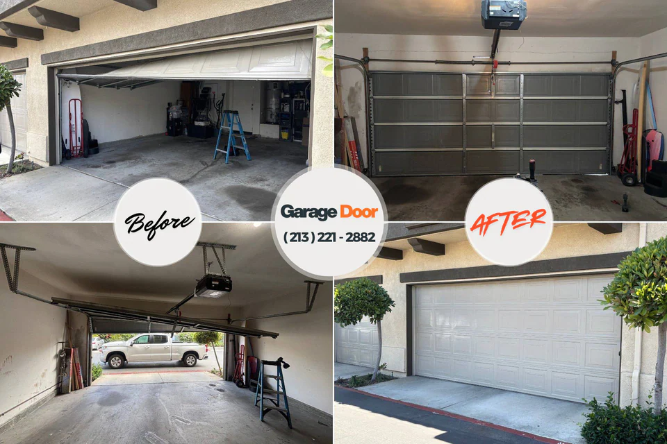 Before and after: garage door repair Derby, KS